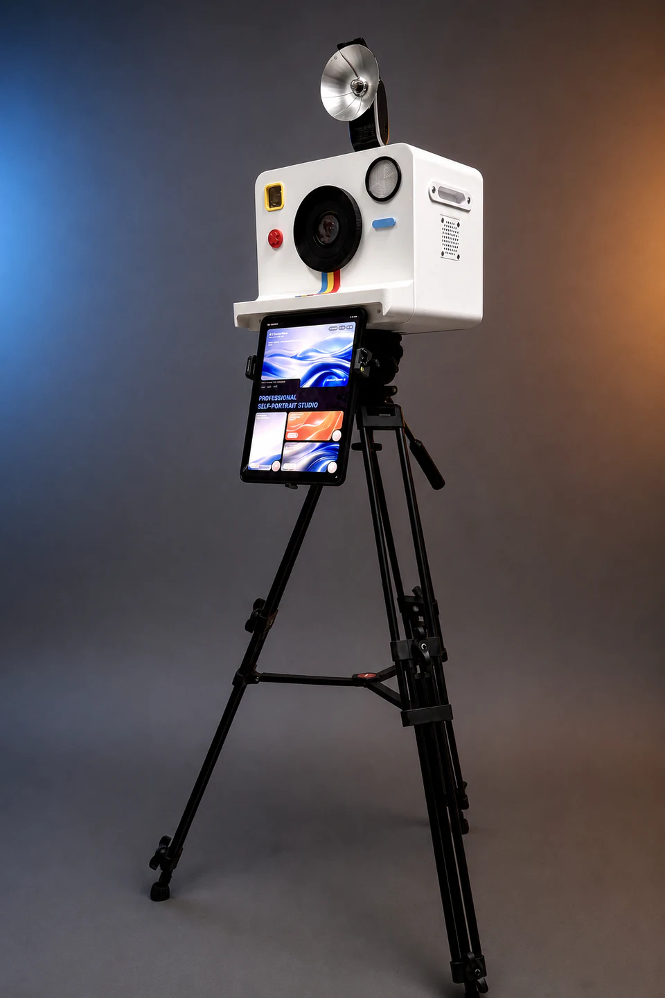 Full view of the left four-thirds of the selfie device