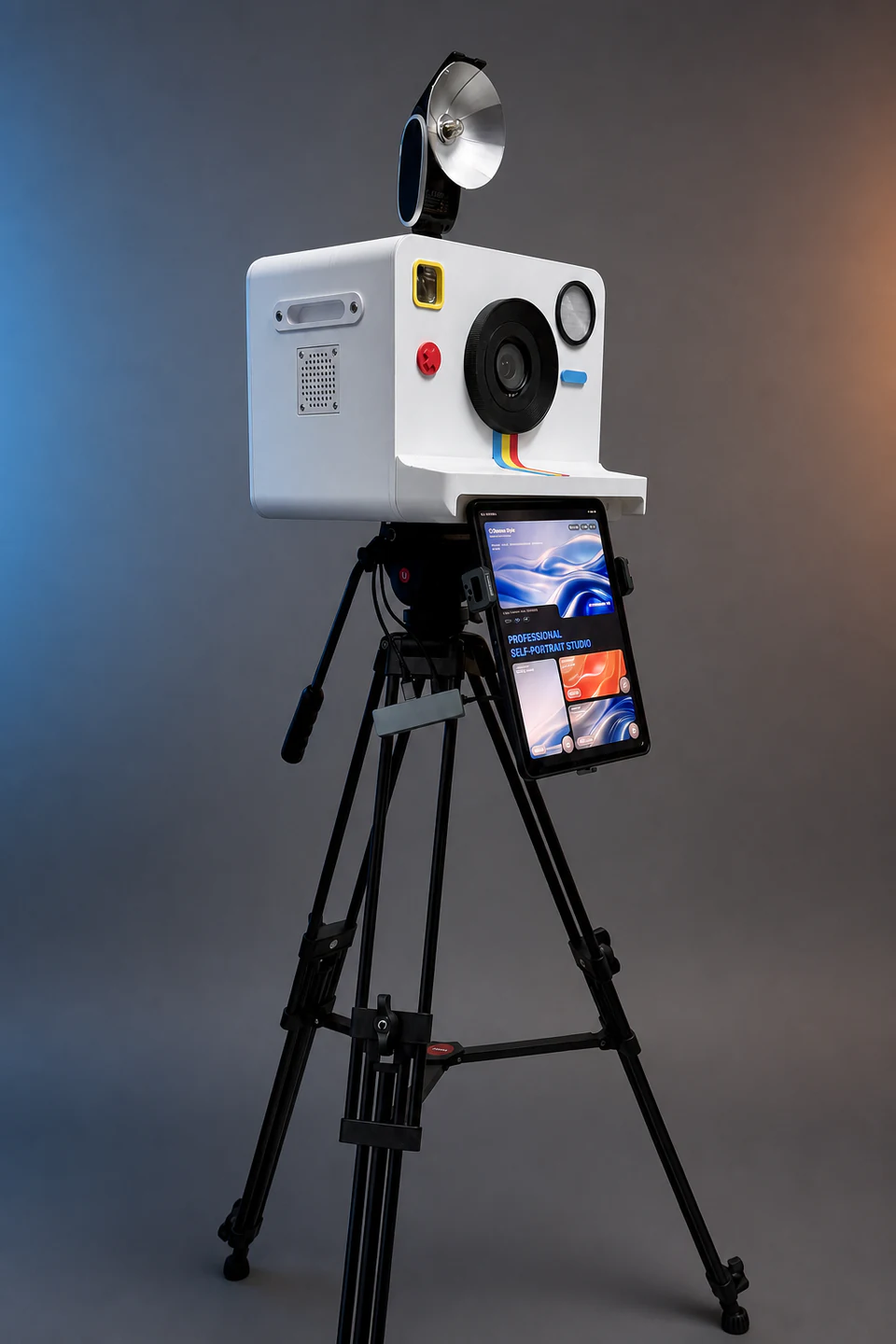 Full view of the right four-thirds of the selfie device
